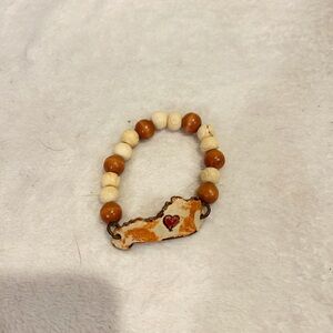 Handcrafted Wooden Beaded Bracelet with Heart Charm